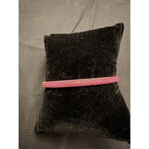 Michael Kors Hinged Bangle Rose Gold with Rhinestone Band Designer Signed